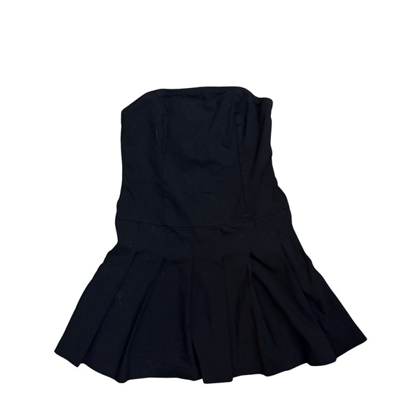 Strapless Black Mini Dress with Pleated Skirt - Size M - Picture 4 of 5